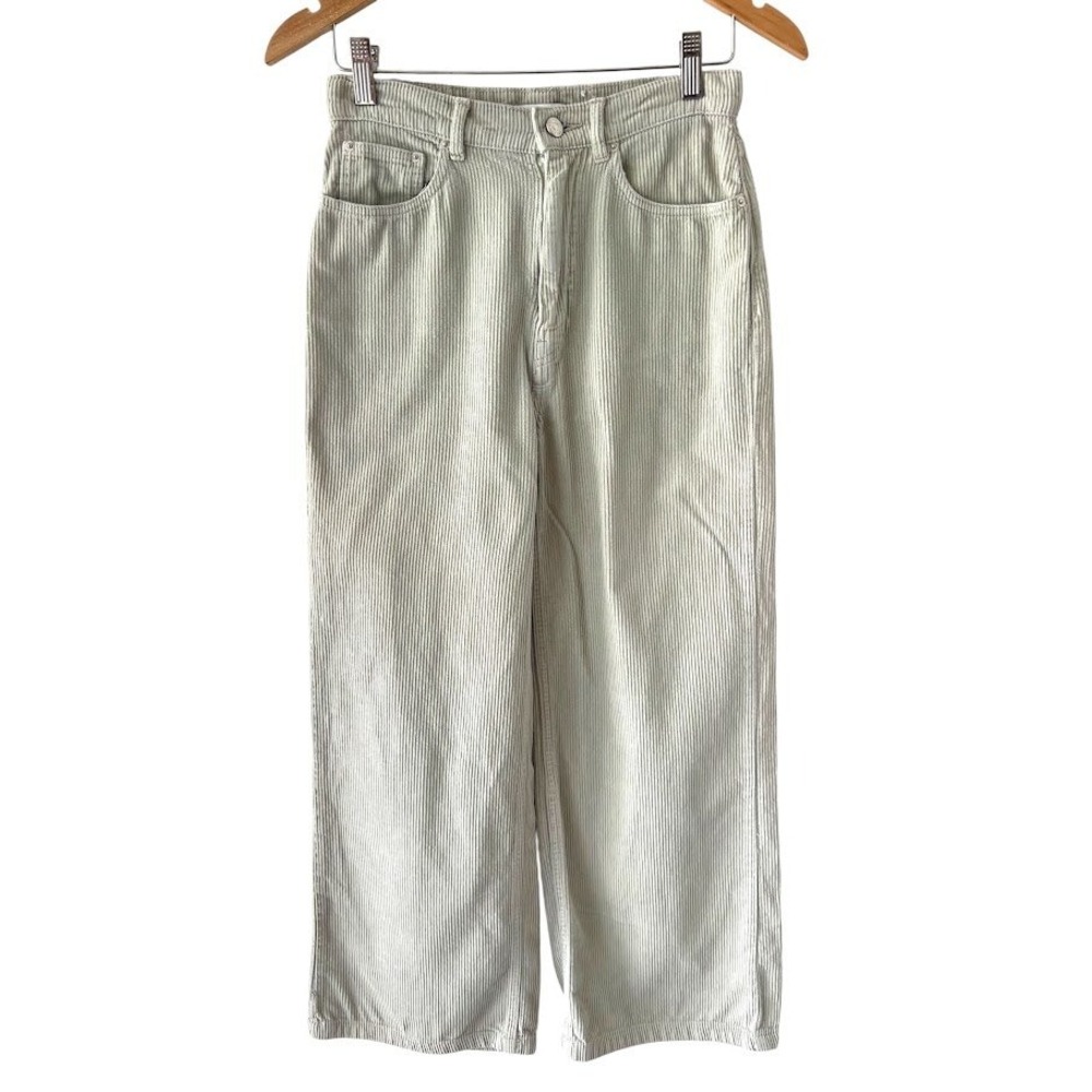 BDG High & Wide Corduroy Pants Women 26 Light Sage Green High Rise Wide Leg